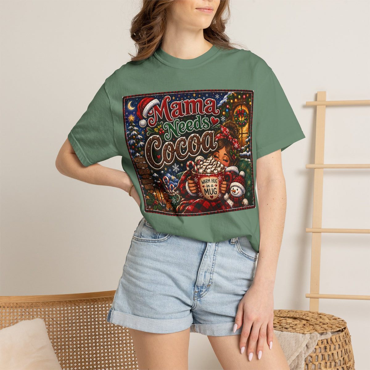 Mama Needs Cocoa Christmas T-Shirt — Cozy Holiday Hot Cocoa Graphic Tee
