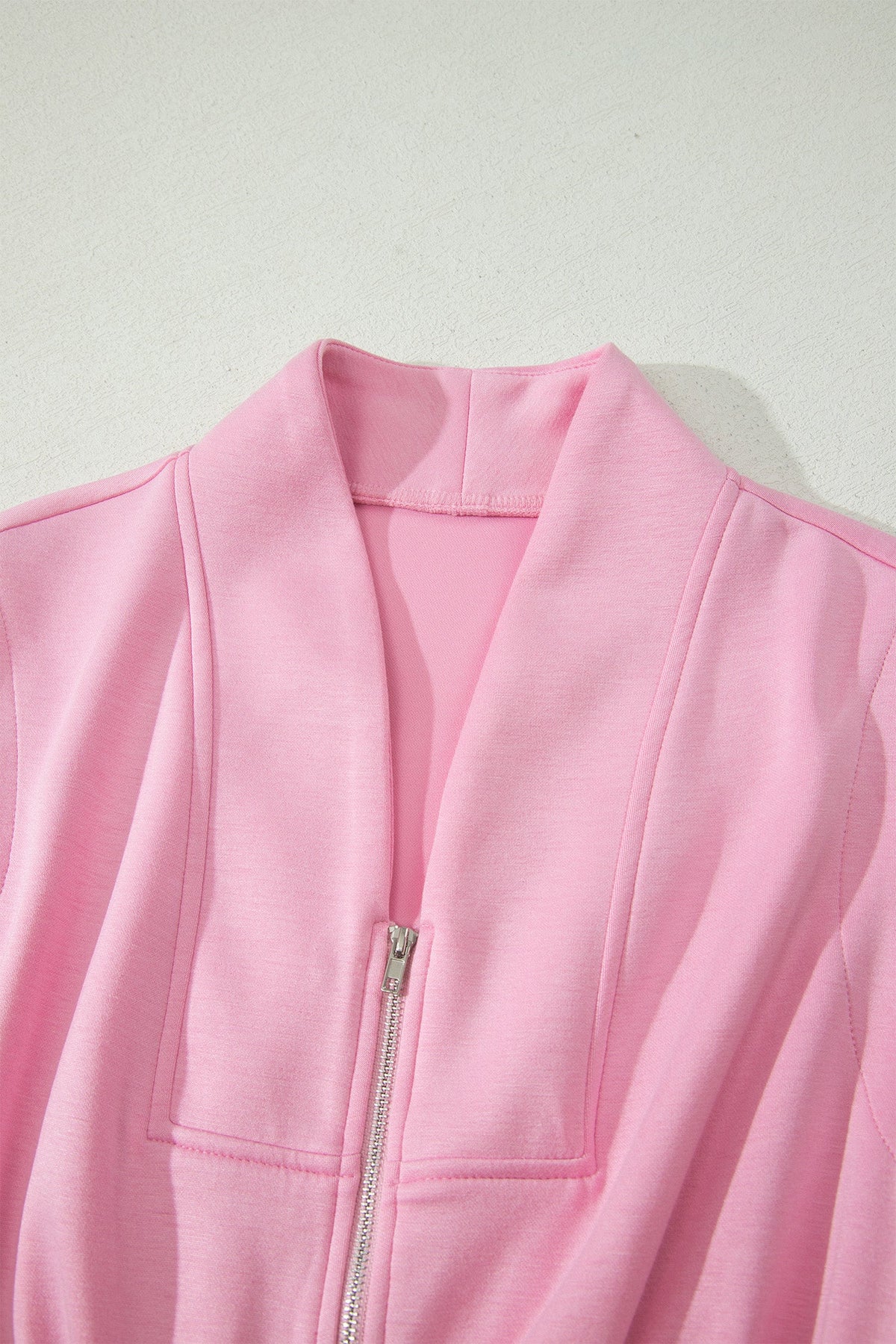 Solid Zip Up V-Neck Sleeveles Midi Dress
