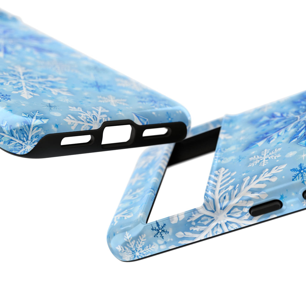 Winter Snowflake Tough Phone Case — Blue Holiday Protective Cover