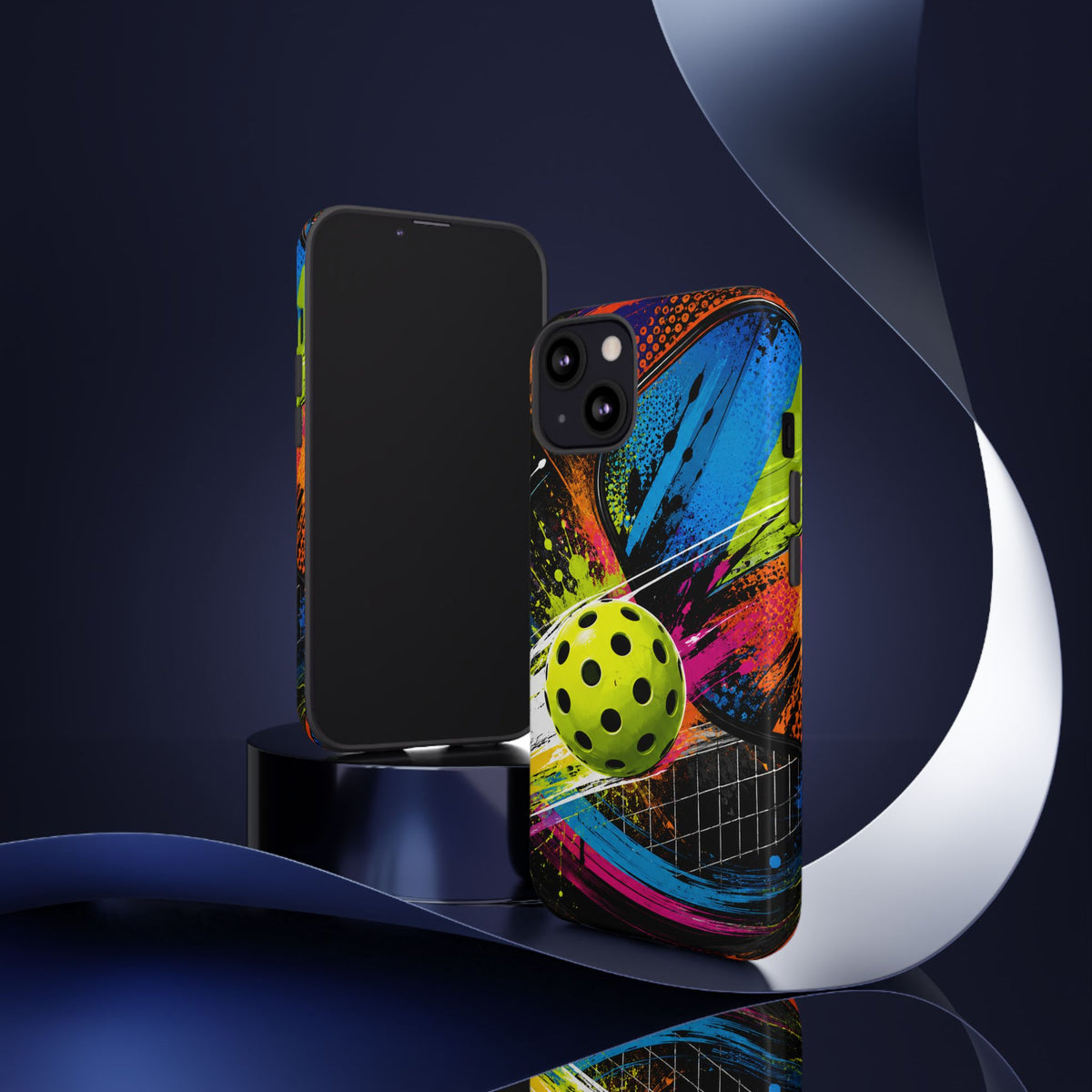 Pickleball Phone Case – Neon Paddle & Ball Splash Tough Case