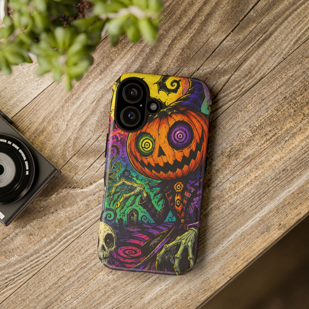 Halloween Pumpkin Skull Phone Case — Psychedelic Jack-o'-Lantern Tough Case