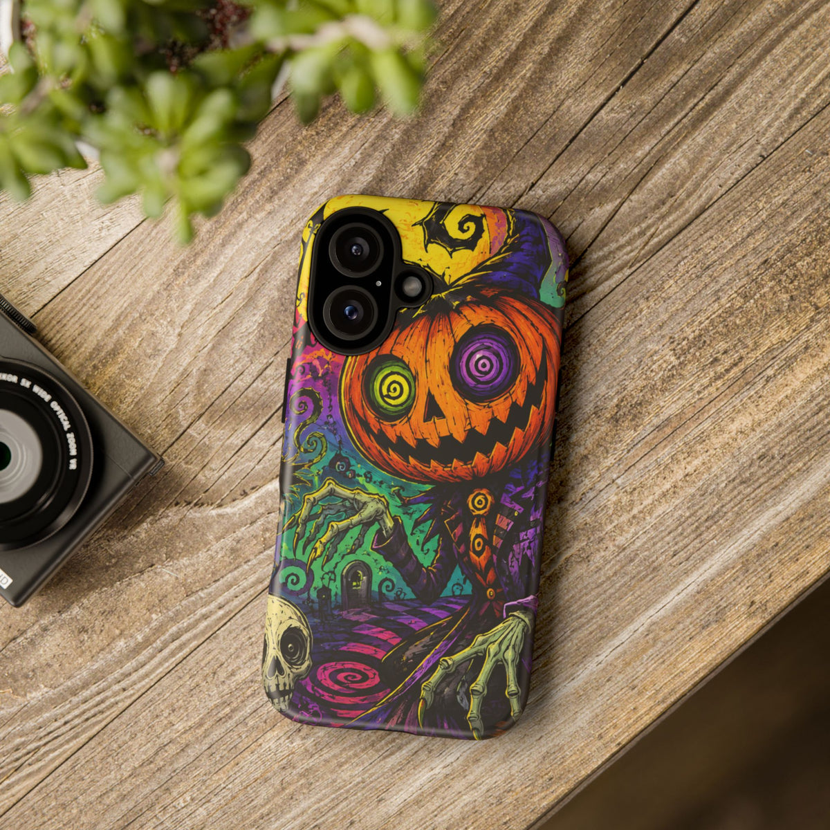 Halloween Pumpkin Skull Phone Case — Psychedelic Jack-o'-Lantern Tough Case