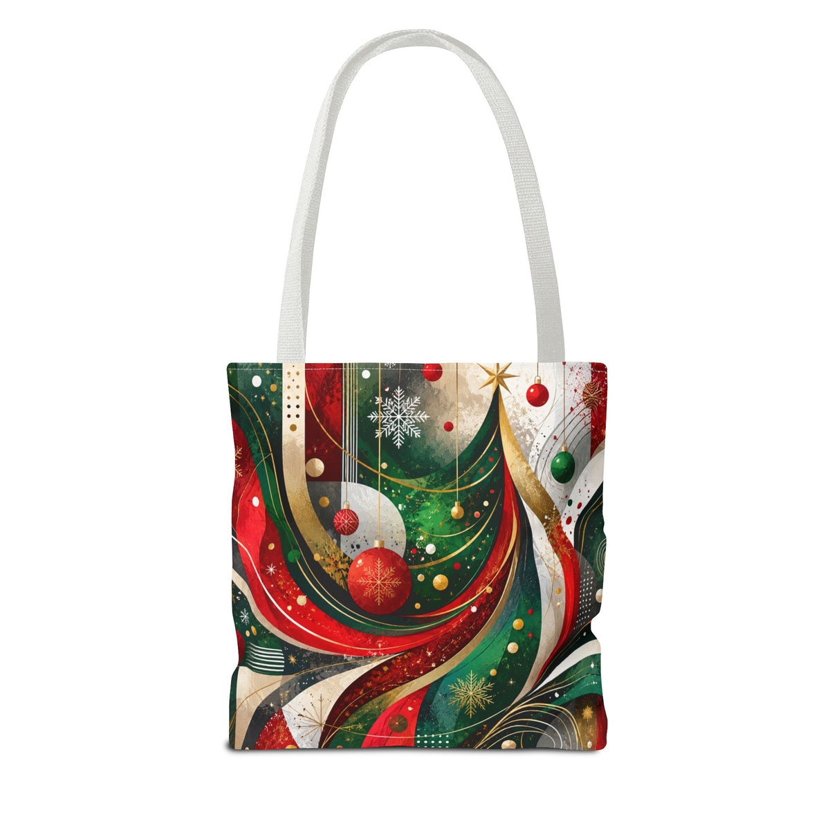 Abstract Retro Christmas Ornaments Tote Bag | Holiday Swirl Pattern