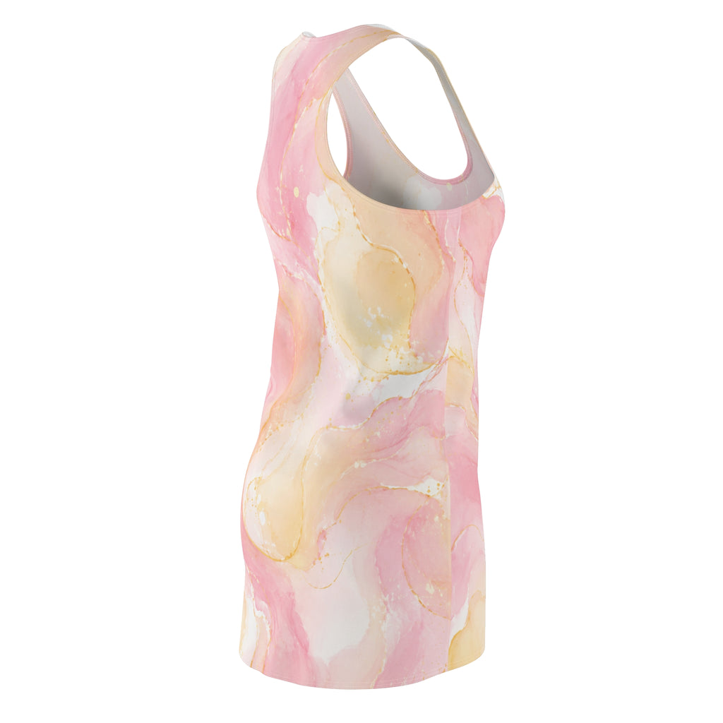 Pink Gold Marble Racerback Dress | Watercolor Marble Print