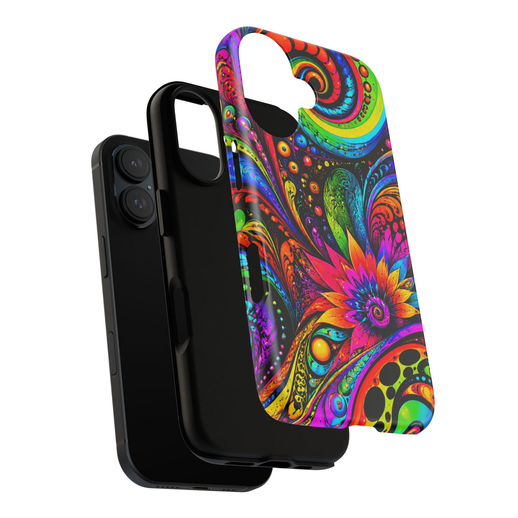 Psychedelic Floral Phone Case — Vibrant Swirl Tough Protective Cover