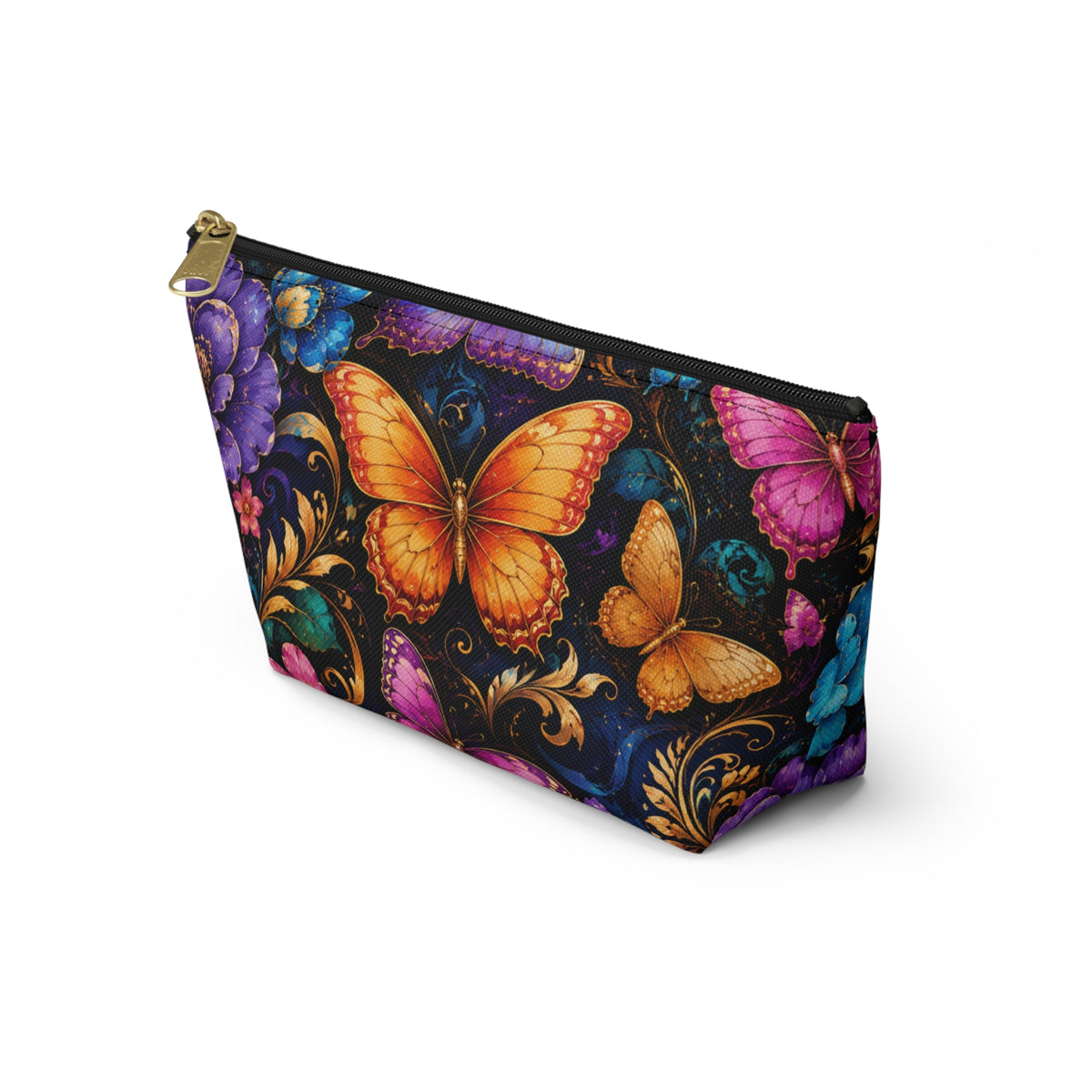 Butterfly Garden Accessory Pouch — Vibrant Floral Makeup Bag