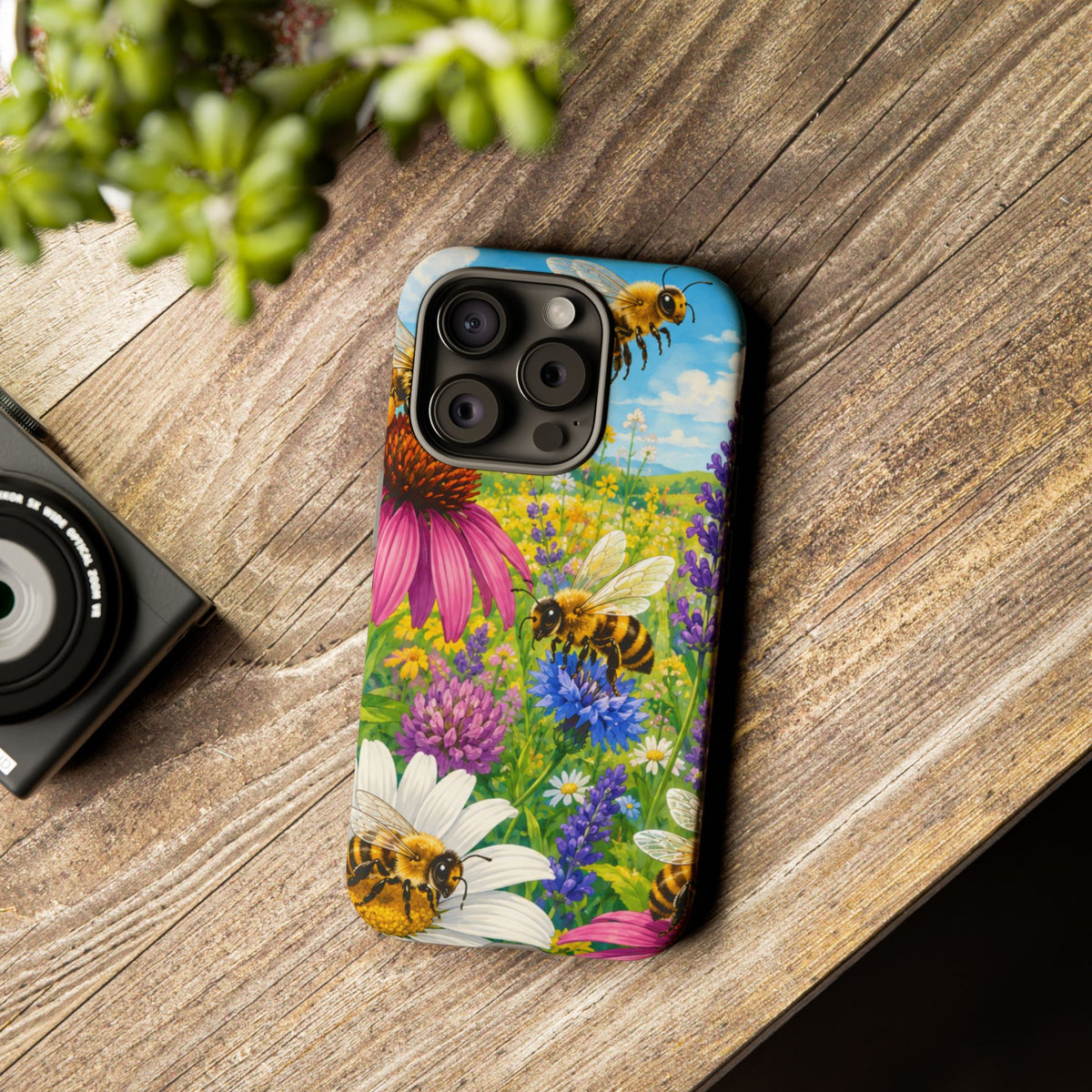 Bee Meadow Phone Case — Floral Honeybee Protective Cover