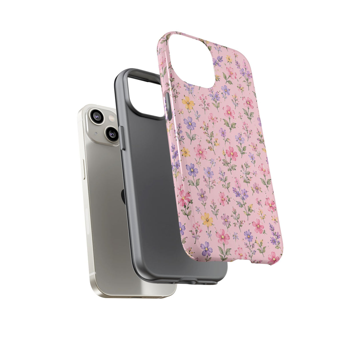 Floral Pink Tough Phone Case — Pastel Wildflower Protective Case