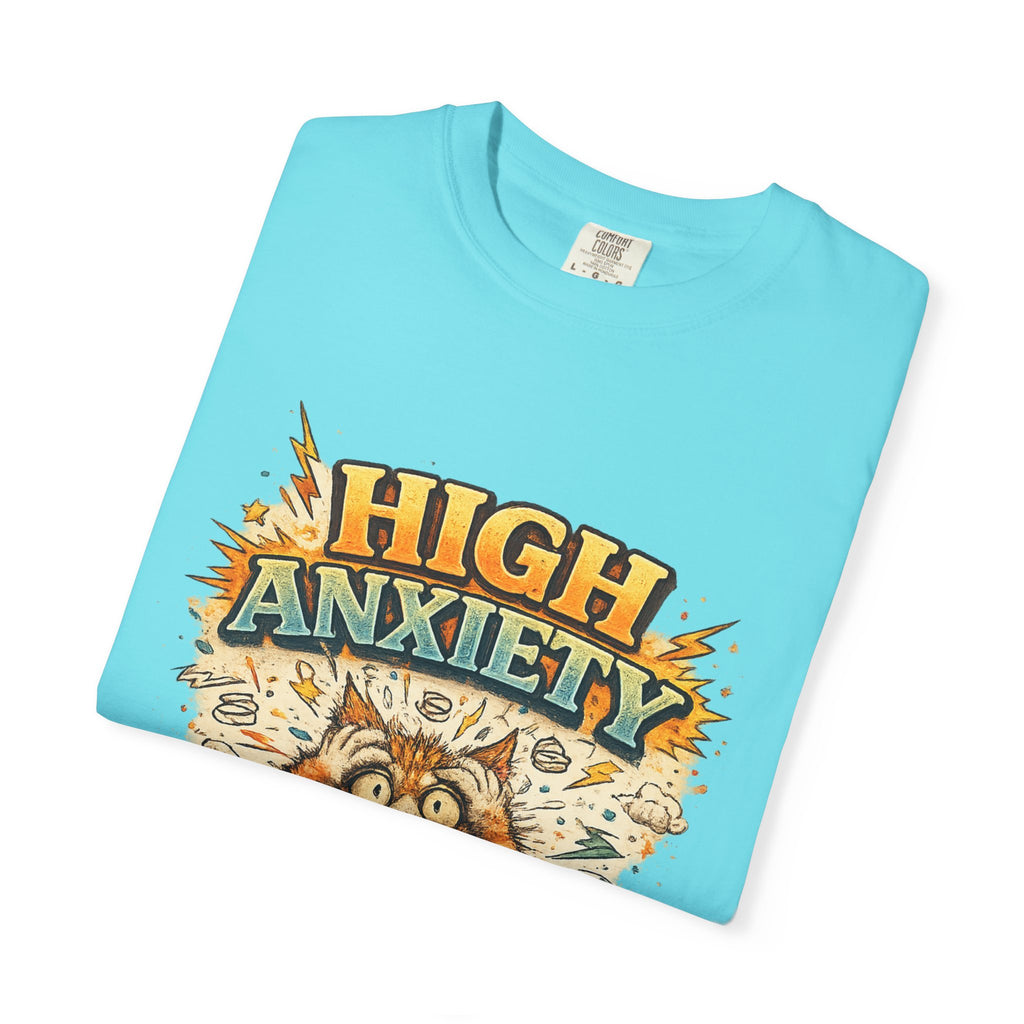 High Anxiety Cat Illustration T-shirt | Nervous Kitty Graphic Tee