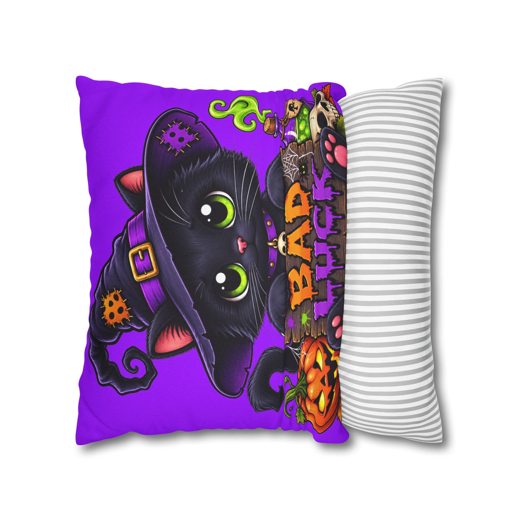 Halloween Black Cat Pillowcase — "Bad Luck" Spooky Cute Decorative Pillow
