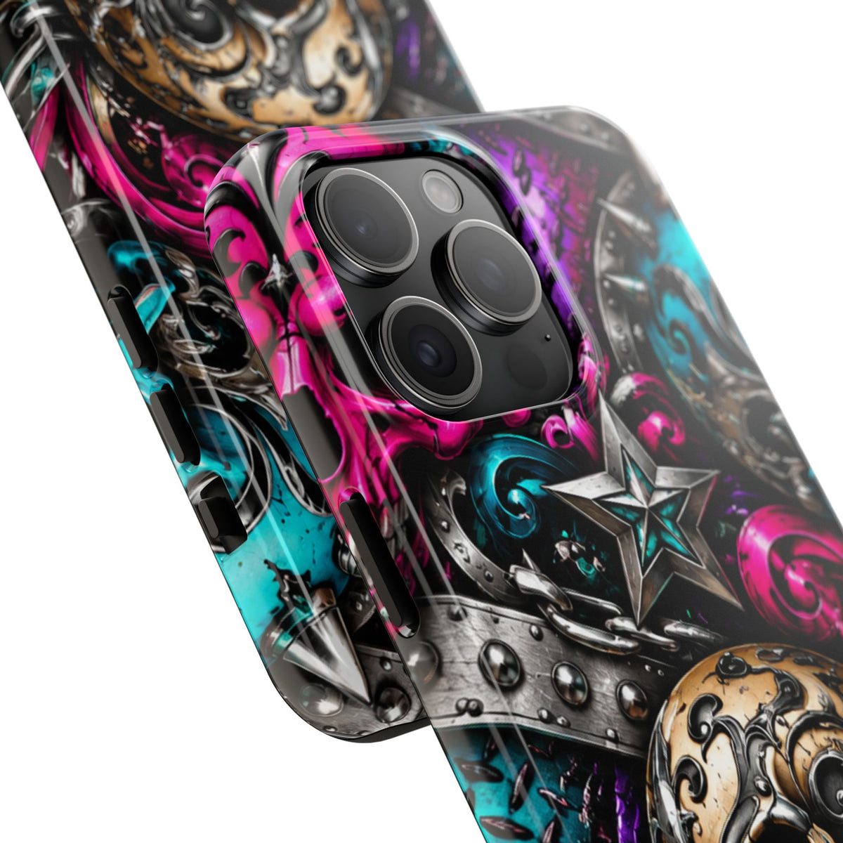 Skull & Stars Tough Phone Case | Colorful Gothic Skull Phone Case