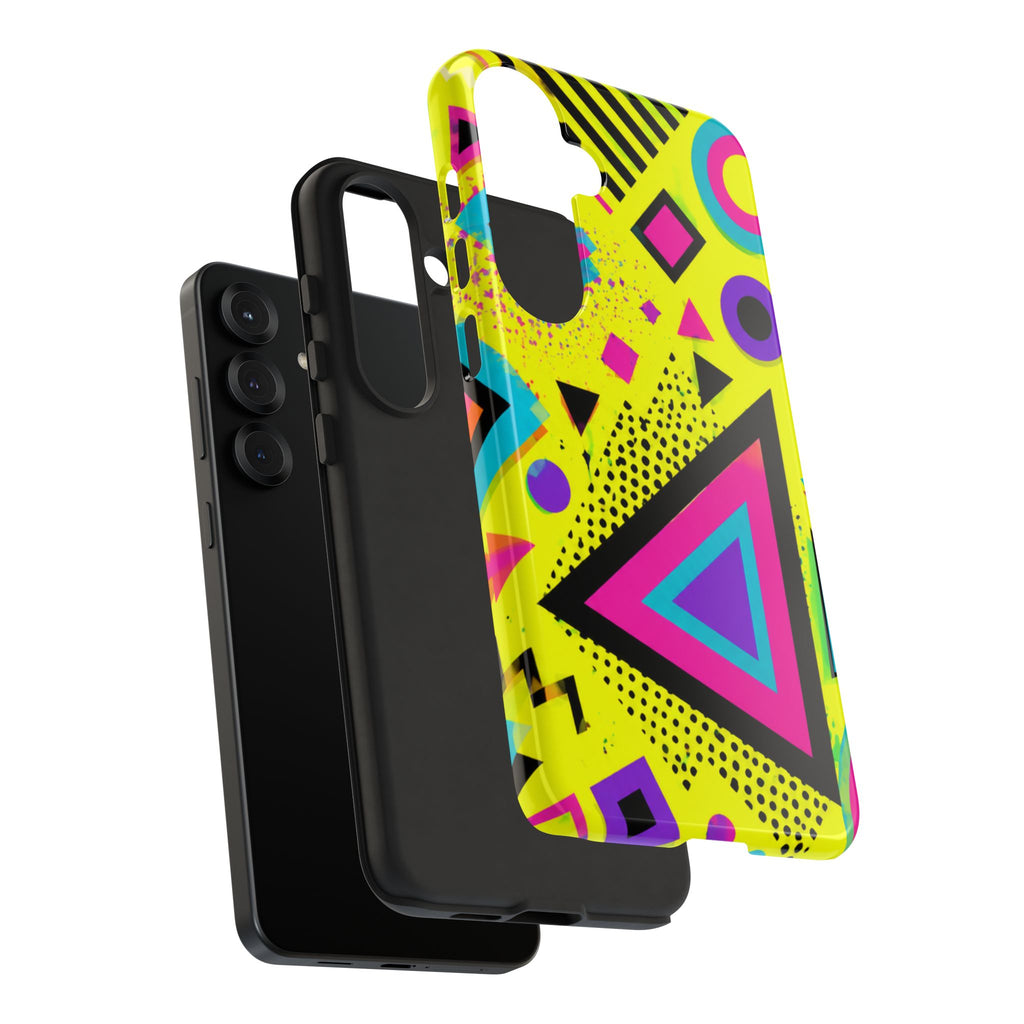 Retro 80s Geometric Phone Case — Neon Memphis Triangle Design