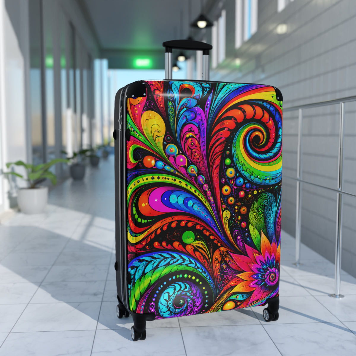 Psychedelic Paisley Carry-On Suitcase — Vibrant Swirl Hard-Side Luggage