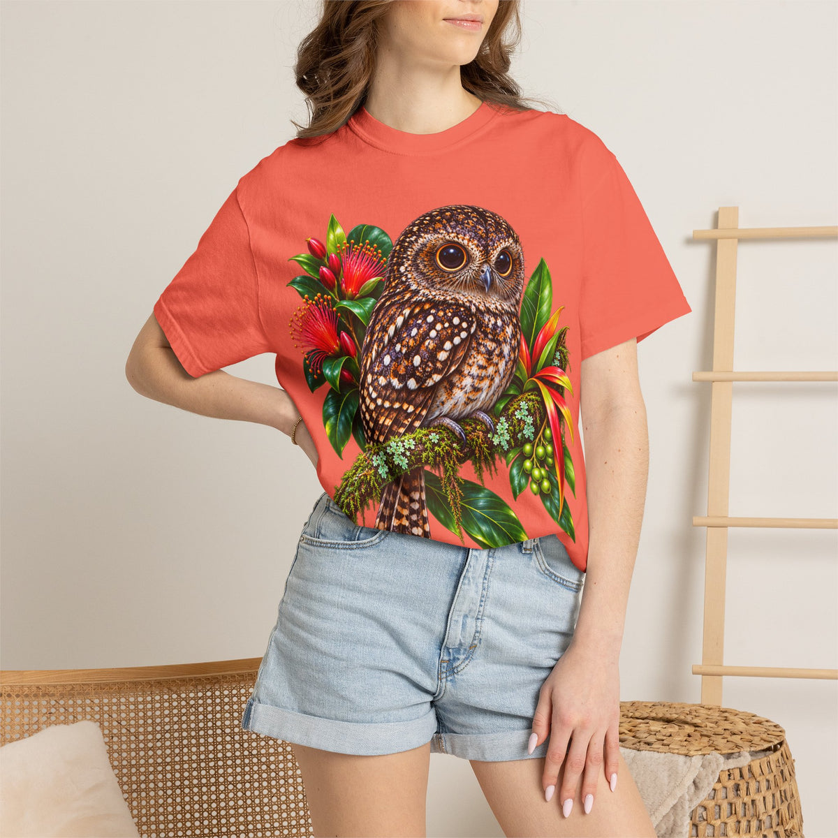 Owl & Hibiscus Shirt — Tropical Owl Graphic T-Shirt