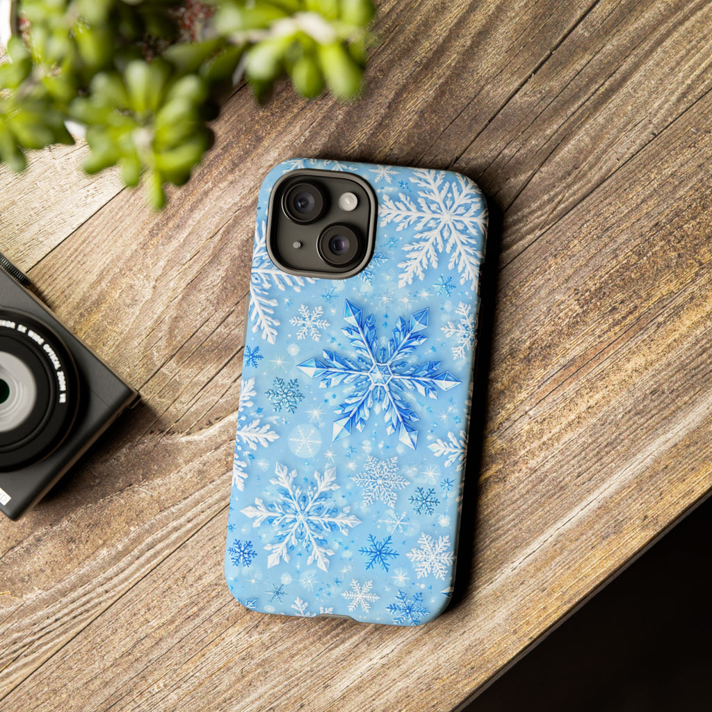 Winter Snowflake Tough Phone Case — Blue Holiday Protective Cover