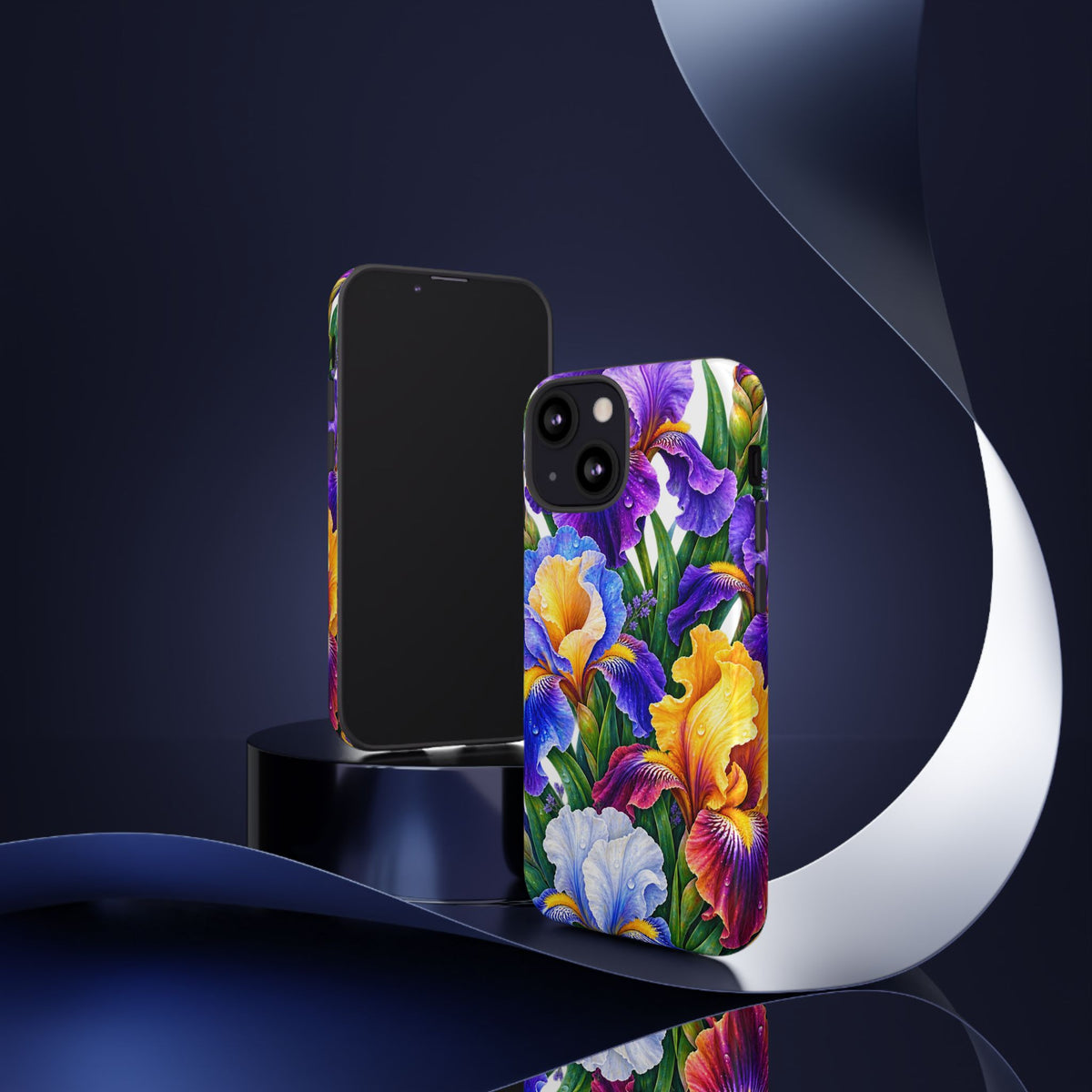 Floral Iris Tough Phone Case — Colorful Watercolor Iris Protective Cover