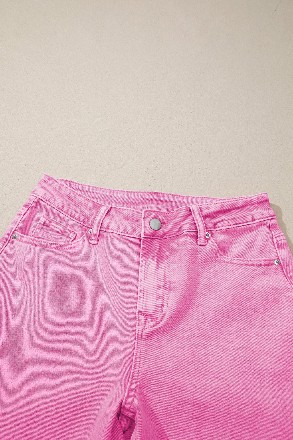 Acid Wash Denim High Waist Raw Hem Jeans