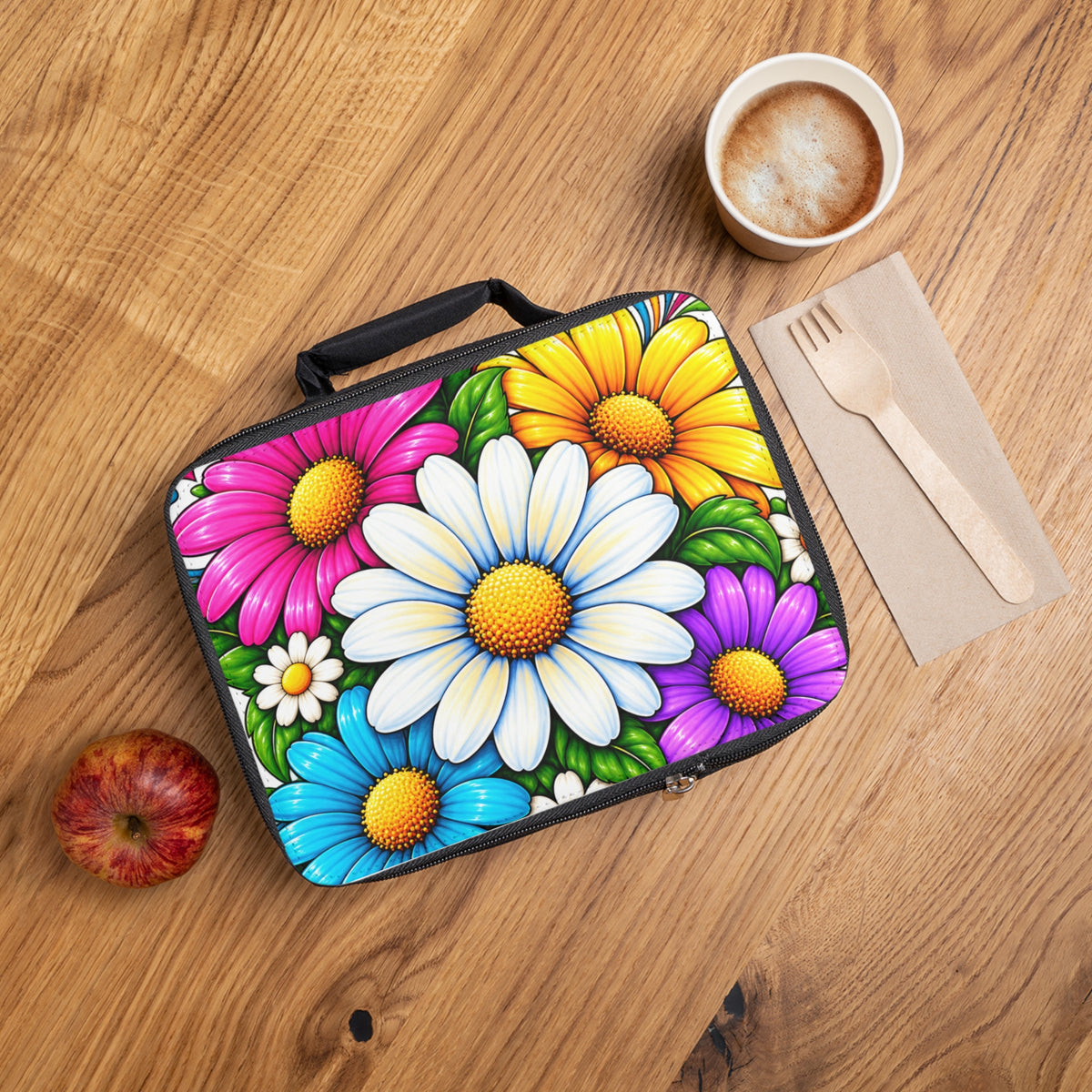 Floral Daisy Lunch Bag — Colorful Garden Insulated Tote