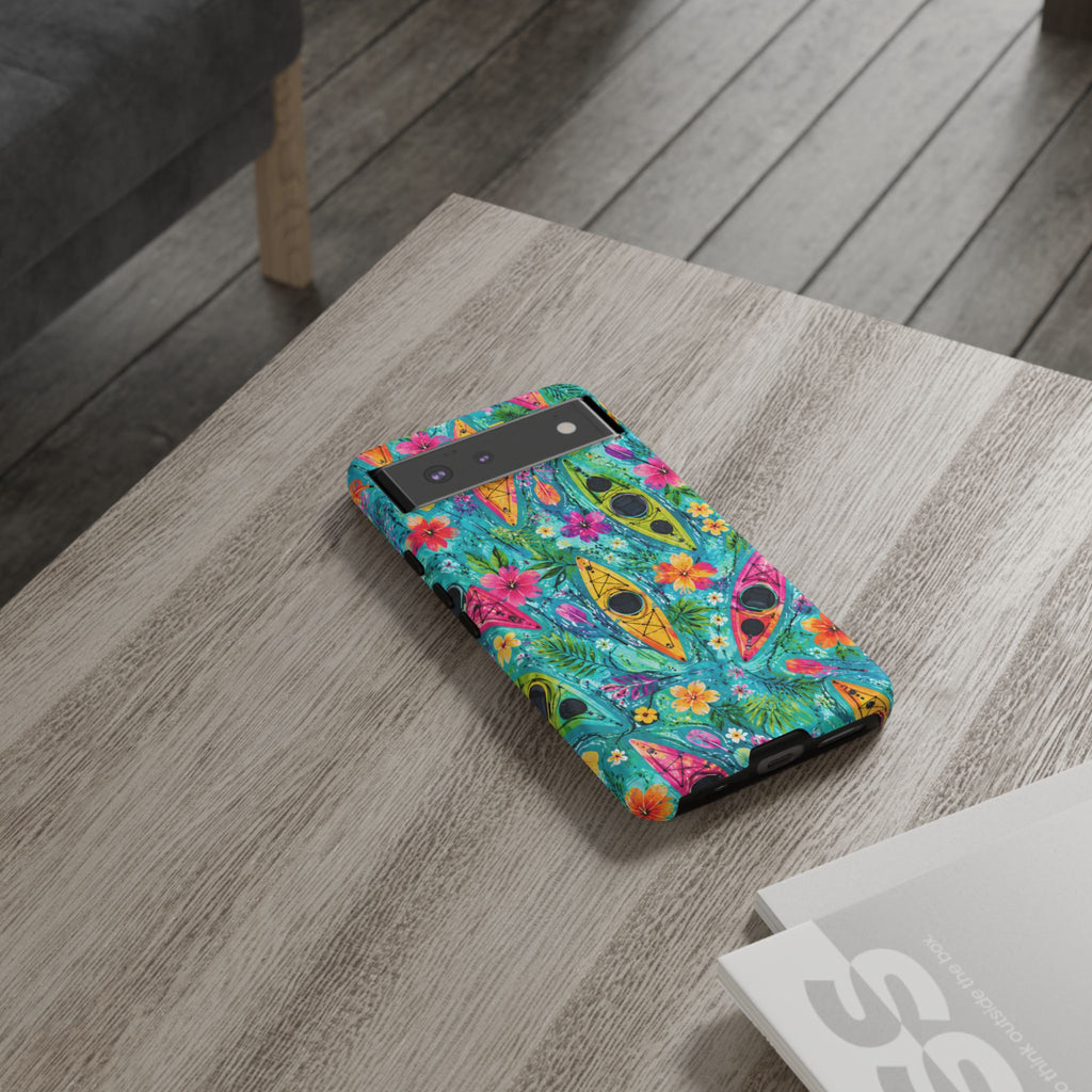 Tropical Kayak Phone Case – Colorful Floral Waterproof Pattern