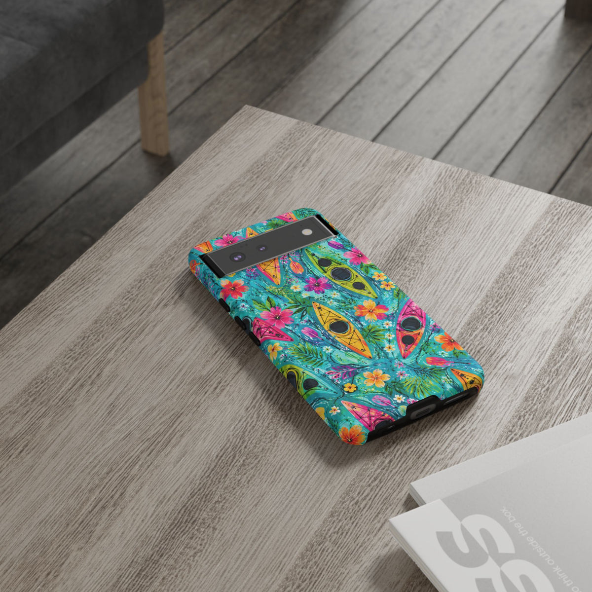 Tropical Kayak Phone Case – Colorful Floral Waterproof Pattern
