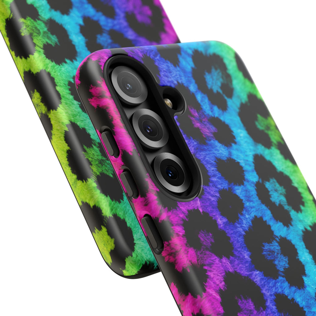 Neon Rainbow Leopard Tough Case – Colorful Animal Print Phone Cover