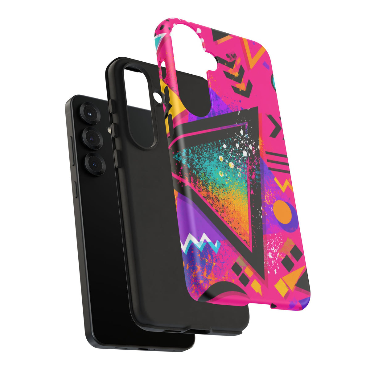Retro 80s Geometric Phone Case — Neon Triangle Tough Case