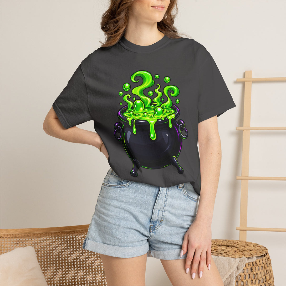 Glowing Witch Cauldron T-shirt | Spooky Halloween Potion Tee