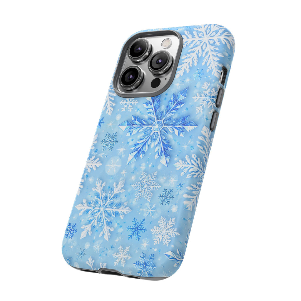 Winter Snowflake Tough Phone Case — Blue Holiday Protective Cover