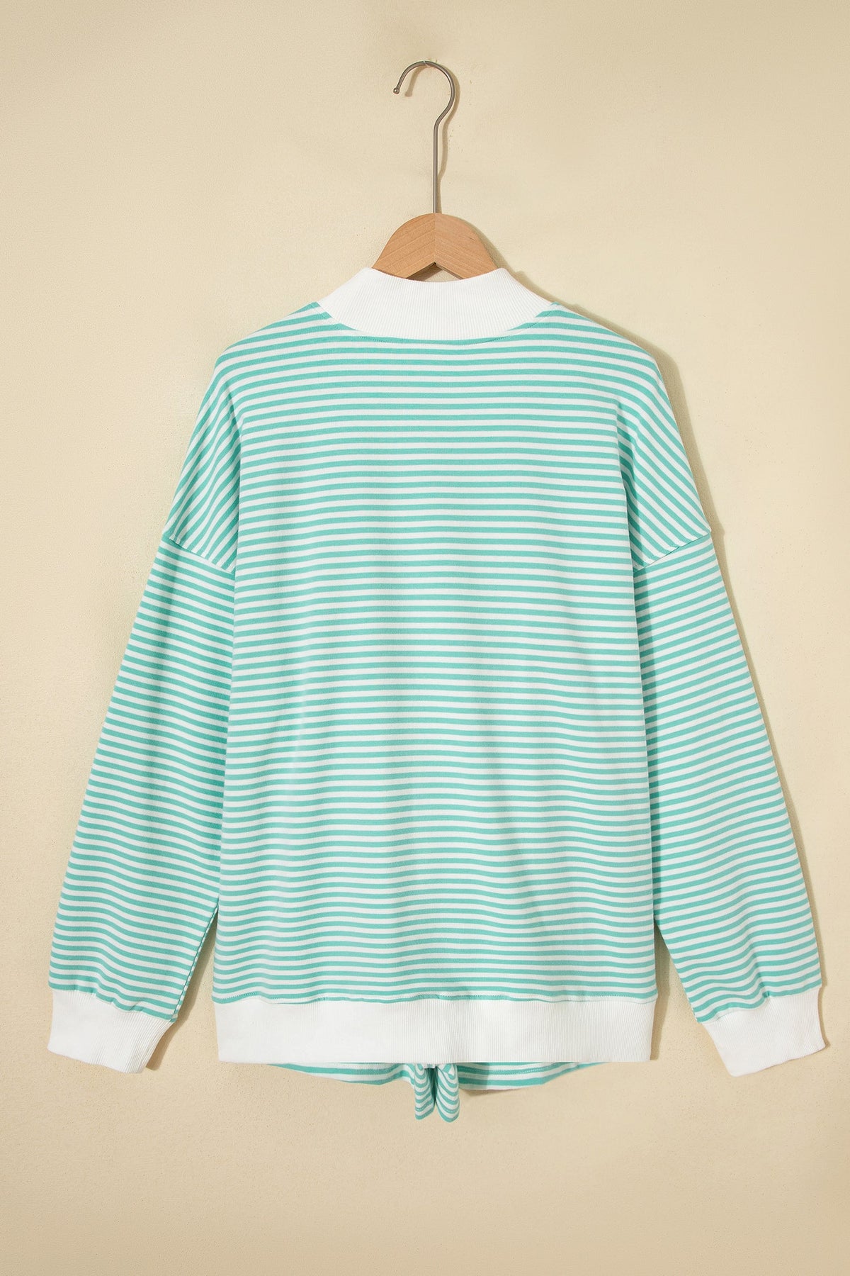 Stripe Oversized Mock Neck Sweatshirt & Shorts Set