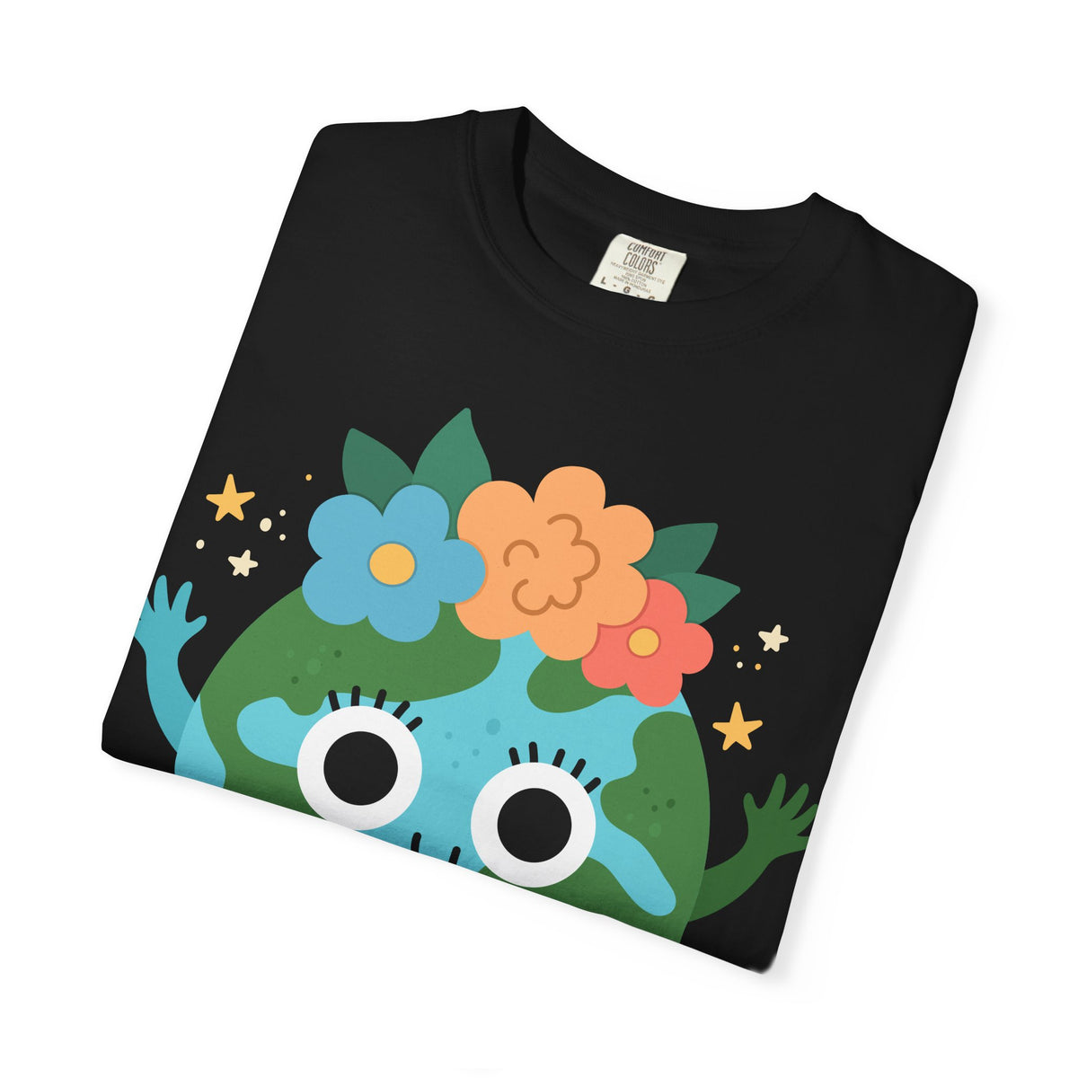 Flower Crown Earth Illustration T-shirt | Cute Planet Graphic
