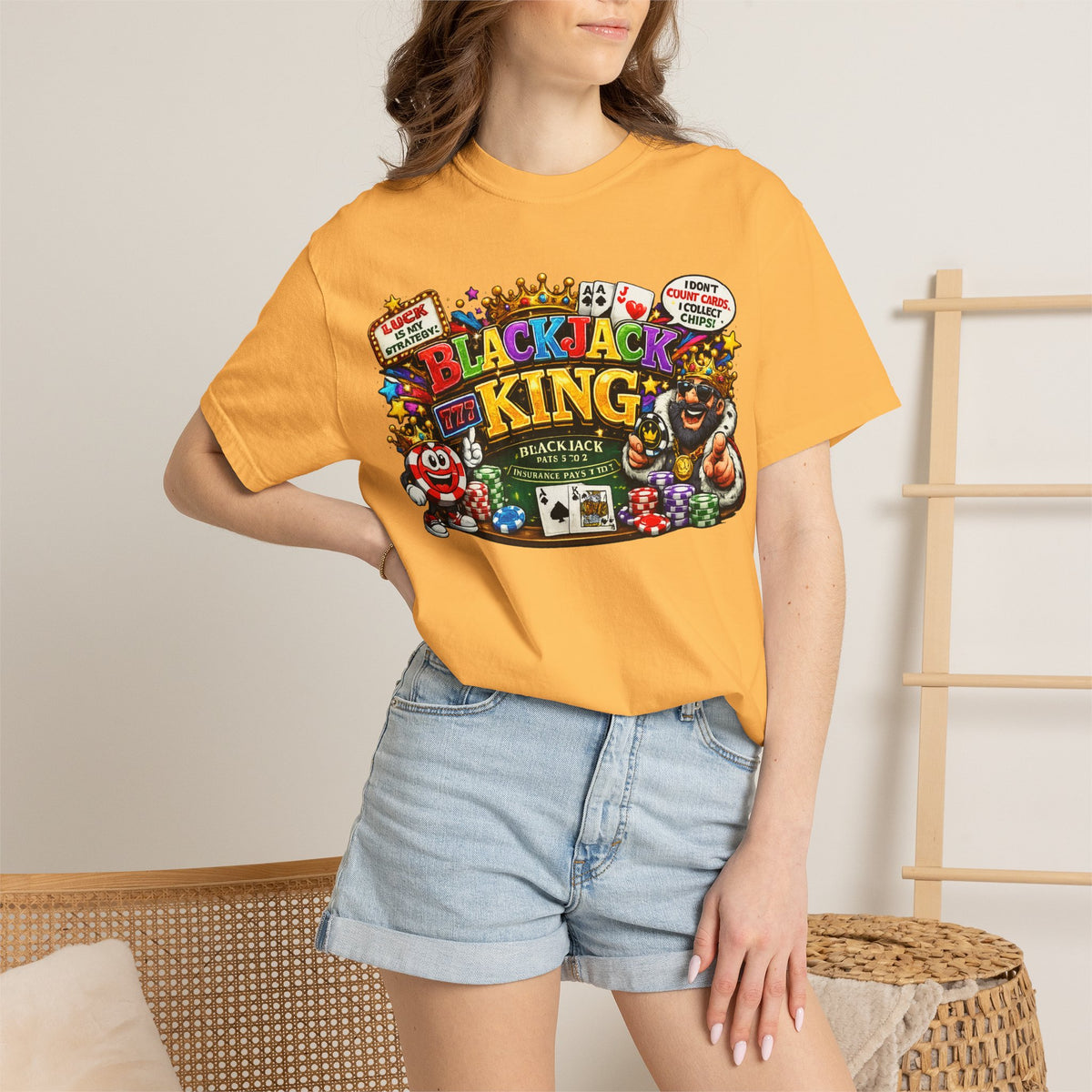 Blackjack King graphic T-shirt | Casino Playing Cards, Chips Design