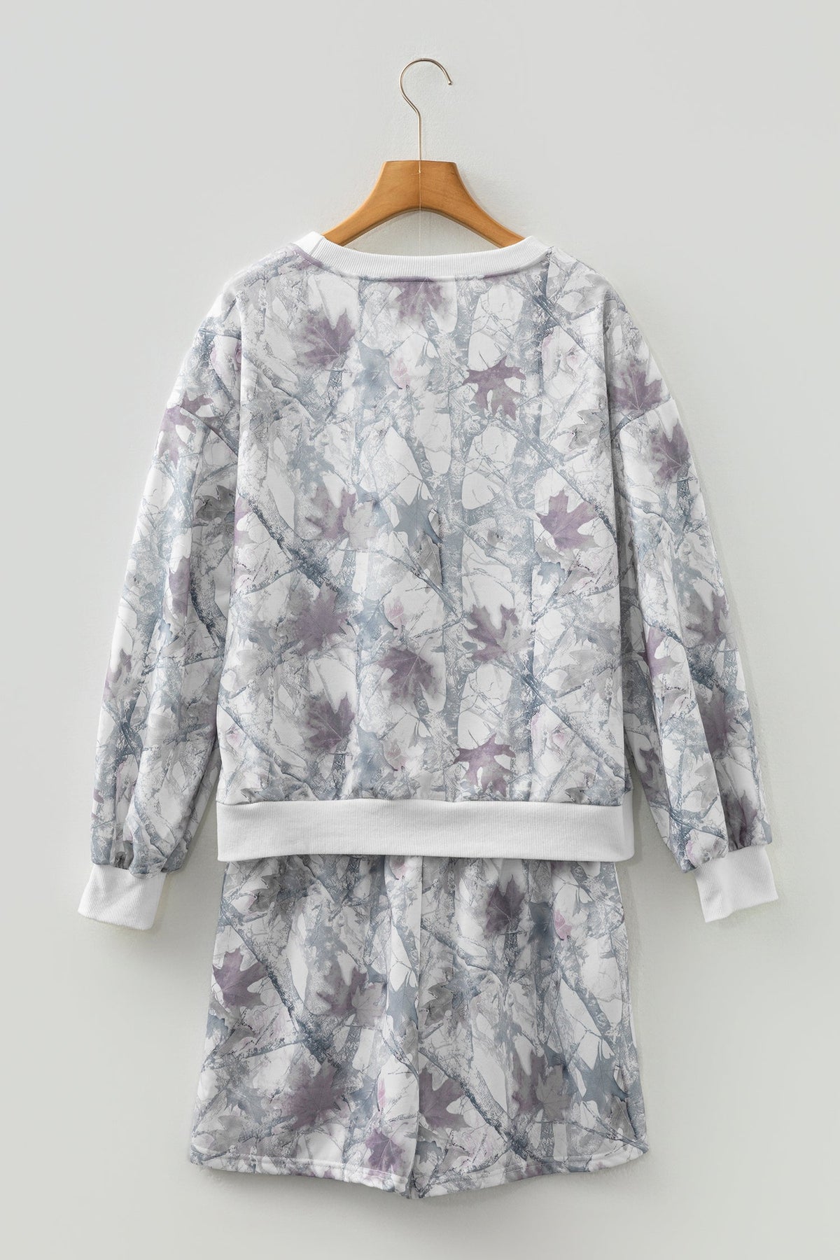Abstract Camo Pullover & Drawstring Shorts Set