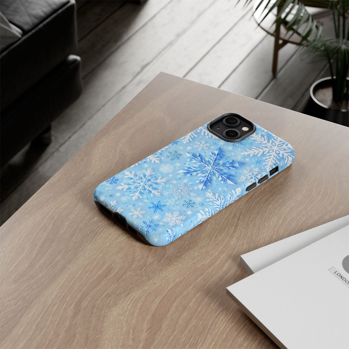 Winter Snowflake Tough Phone Case — Blue Holiday Protective Cover