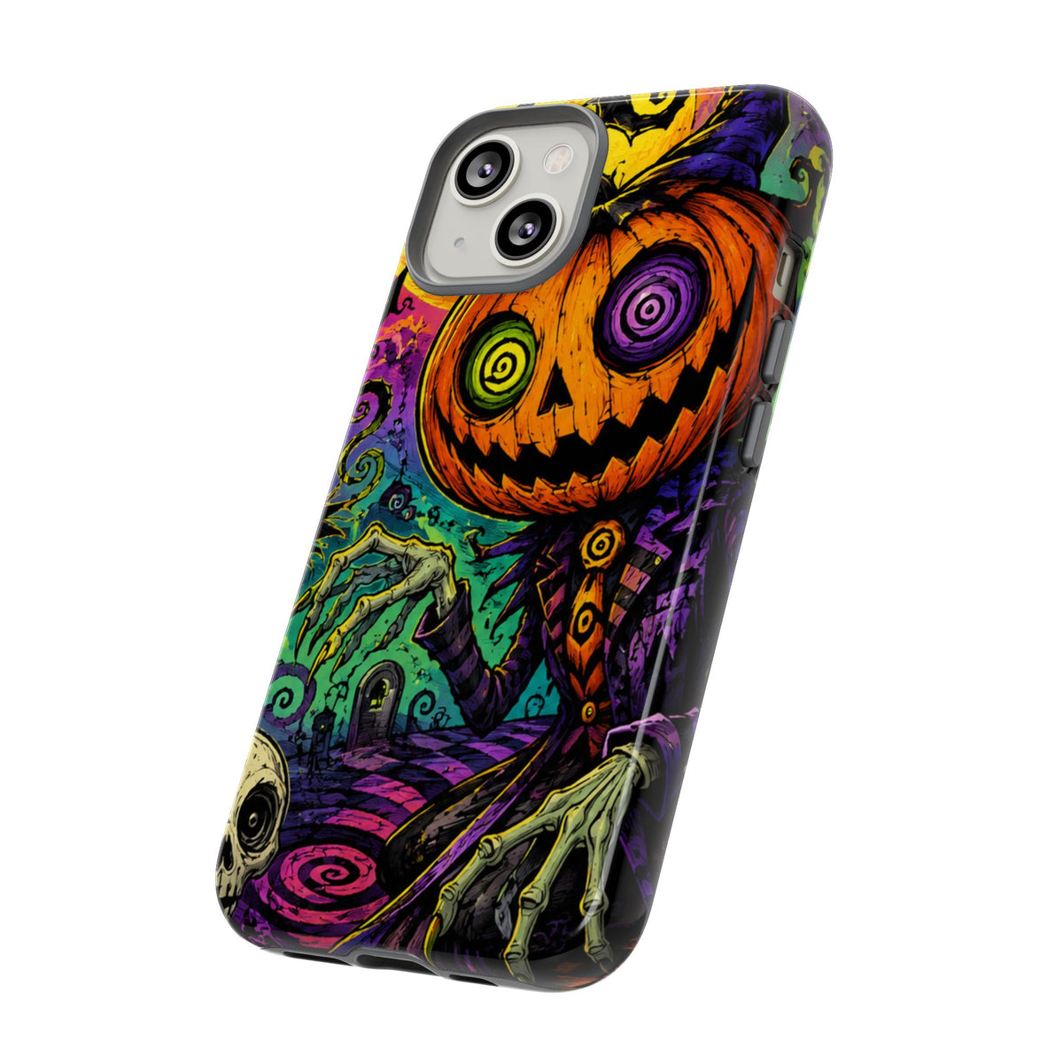 Halloween Pumpkin Skull Phone Case — Psychedelic Jack-o'-Lantern Tough Case