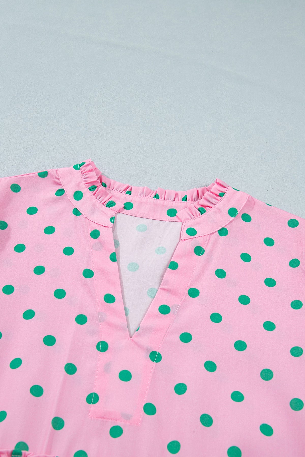 Polka Dot V-Neck Short Sleeve Tiered Mini Dress