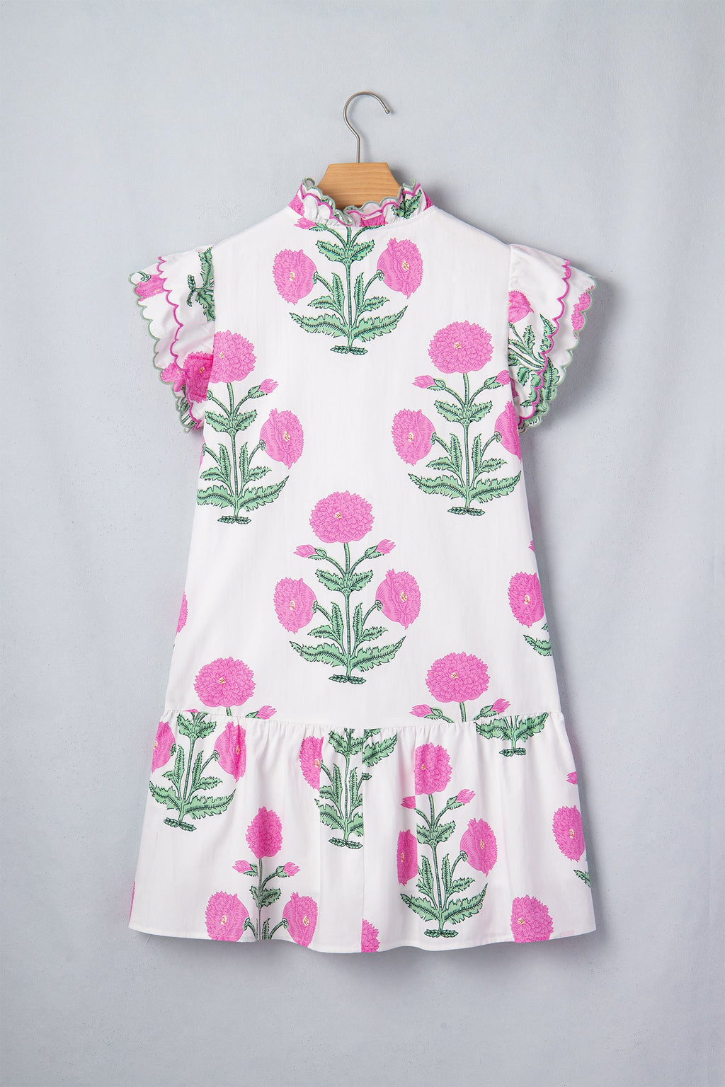 Floral Scalloped Embroidery V-Neck Mini Dress