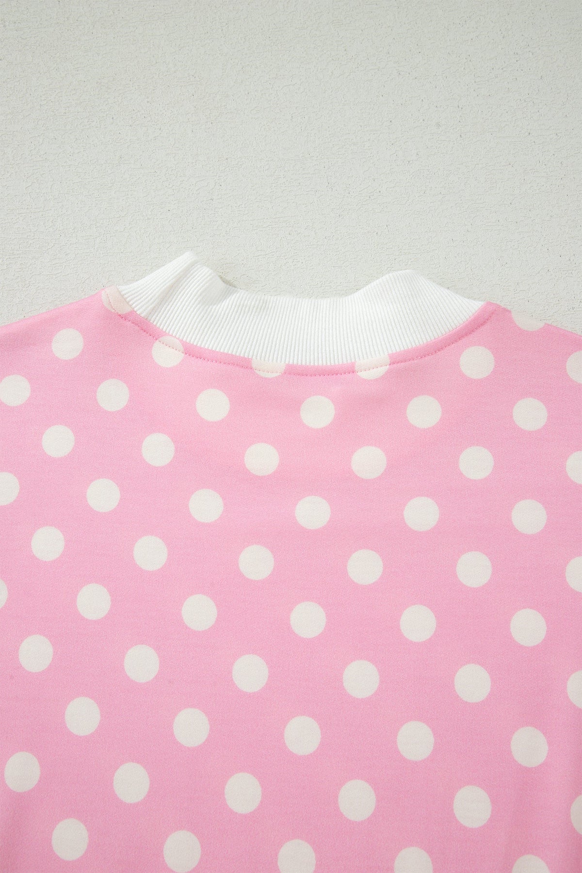 Polka Dot Colorblock Mock Neck & Shorts Set