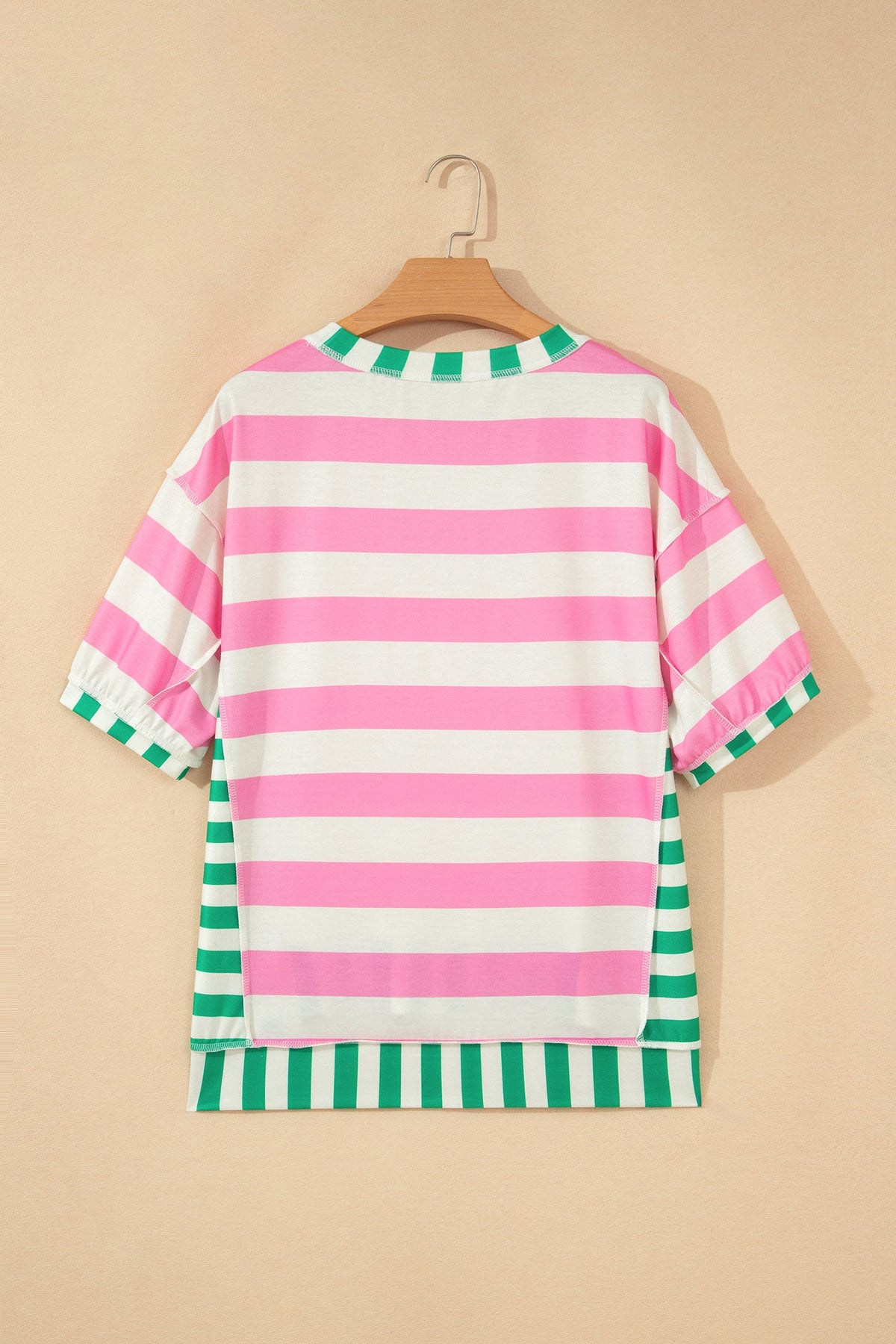 Stripe Patchwork Exposed Seam Oversized Top