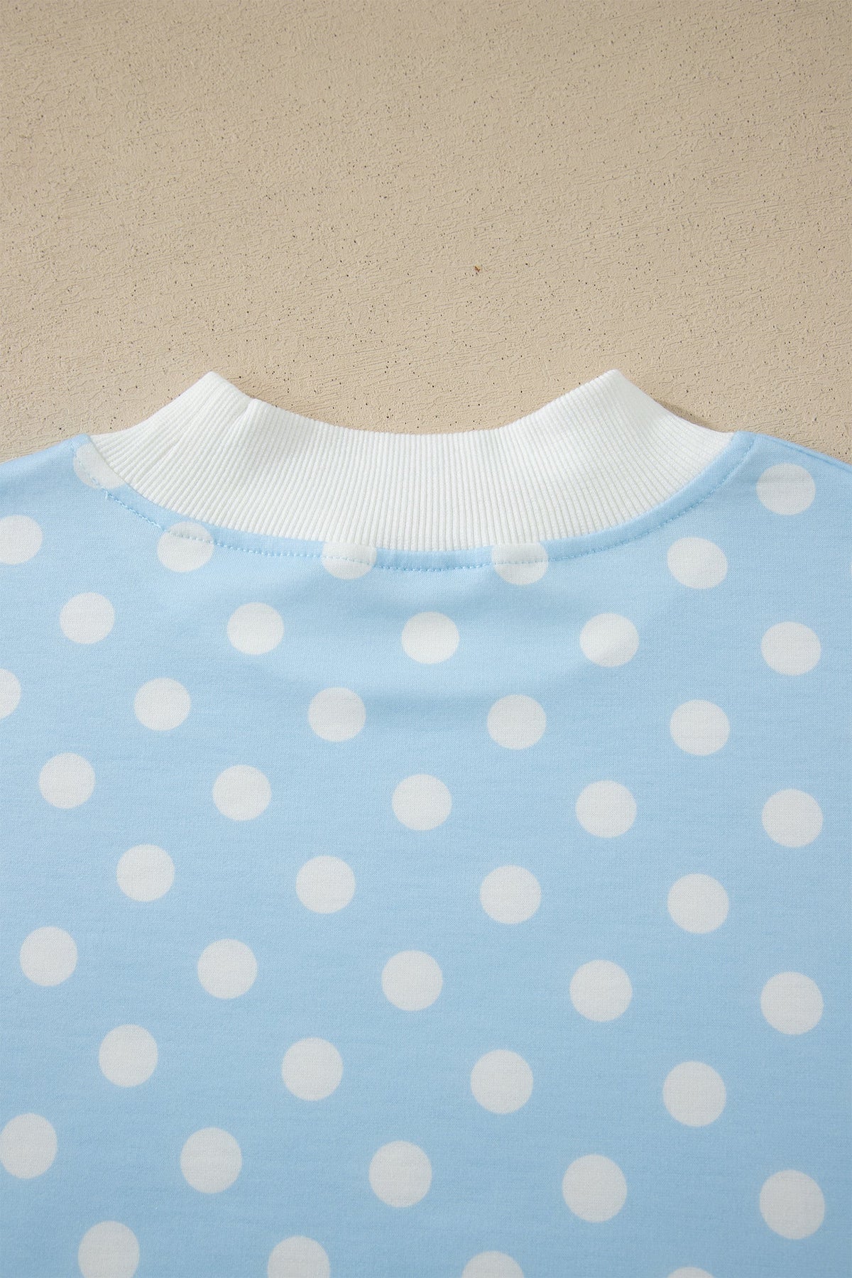 Polka Dot Colorblock Mock Neck & Shorts Set