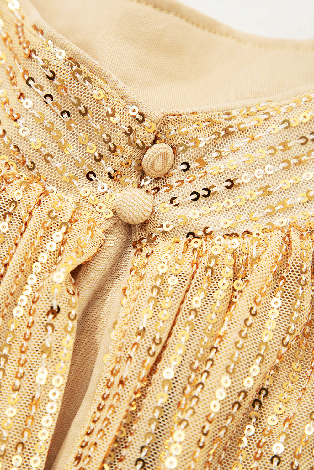Solid Metallic Sequin Balloon Sleeve Blouse