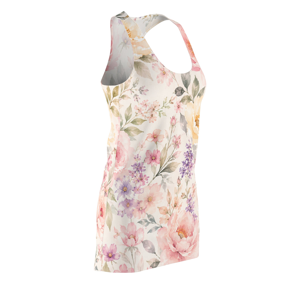 Watercolor Floral Dress Racerback | Pastel Roses Lavender AOP