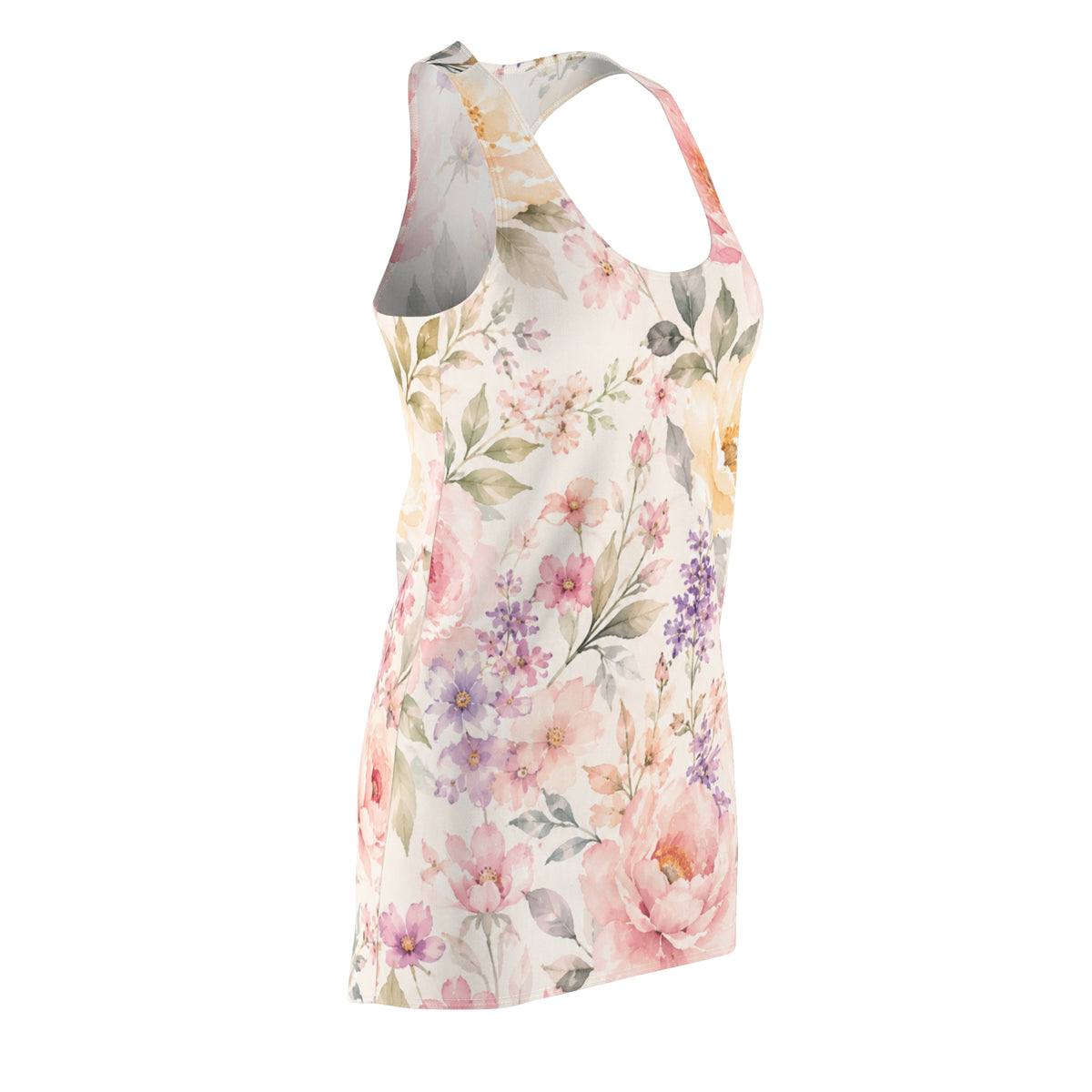Watercolor Floral Dress Racerback | Pastel Roses Lavender AOP