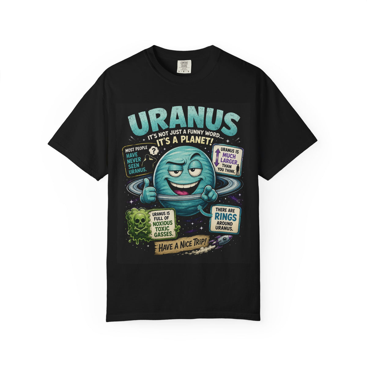 Uranus Planet Cartoon Tee | Funny Space Science T-Shirt