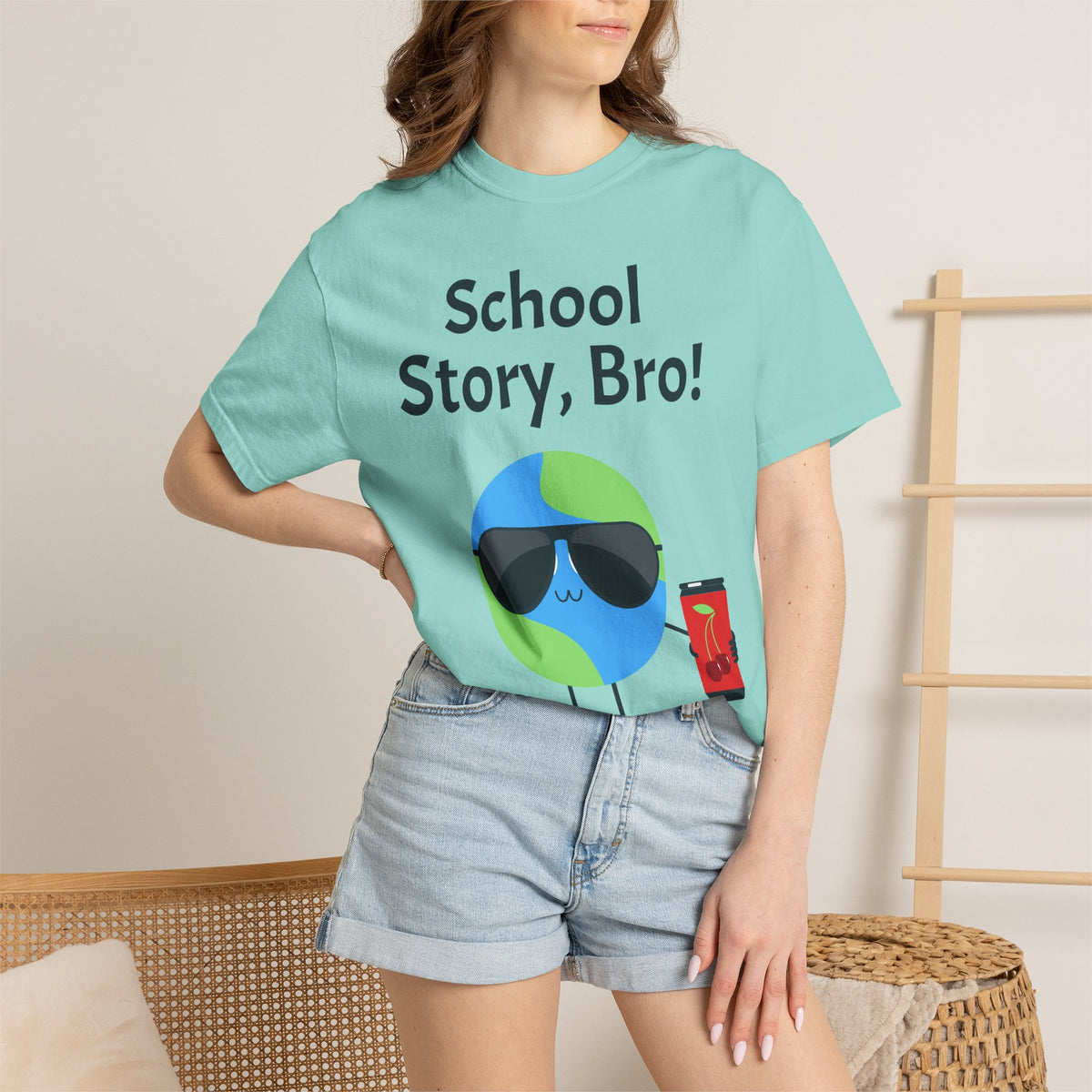 School Story, Bro! T-Shirt — Funny Earth Cartoon Tee for Students & Teachers