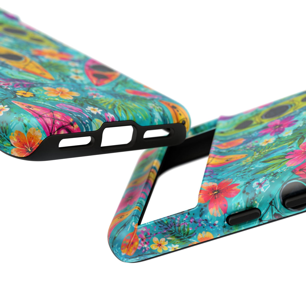 Tropical Kayak Phone Case – Colorful Floral Waterproof Pattern