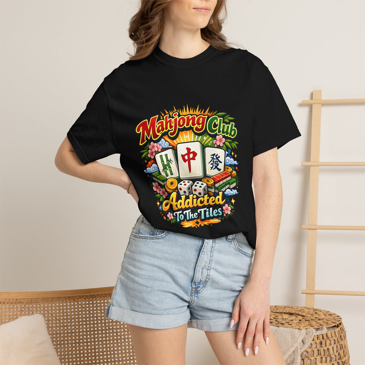 Mahjong Club Addicted to the Tiles T-shirt | Mahjong Graphic Tee