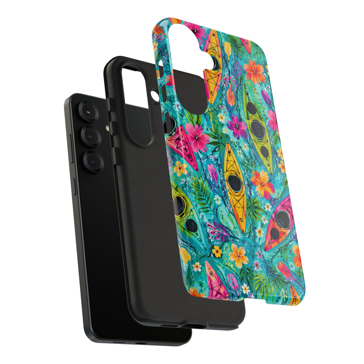 Tropical Kayak Phone Case – Colorful Floral Waterproof Pattern