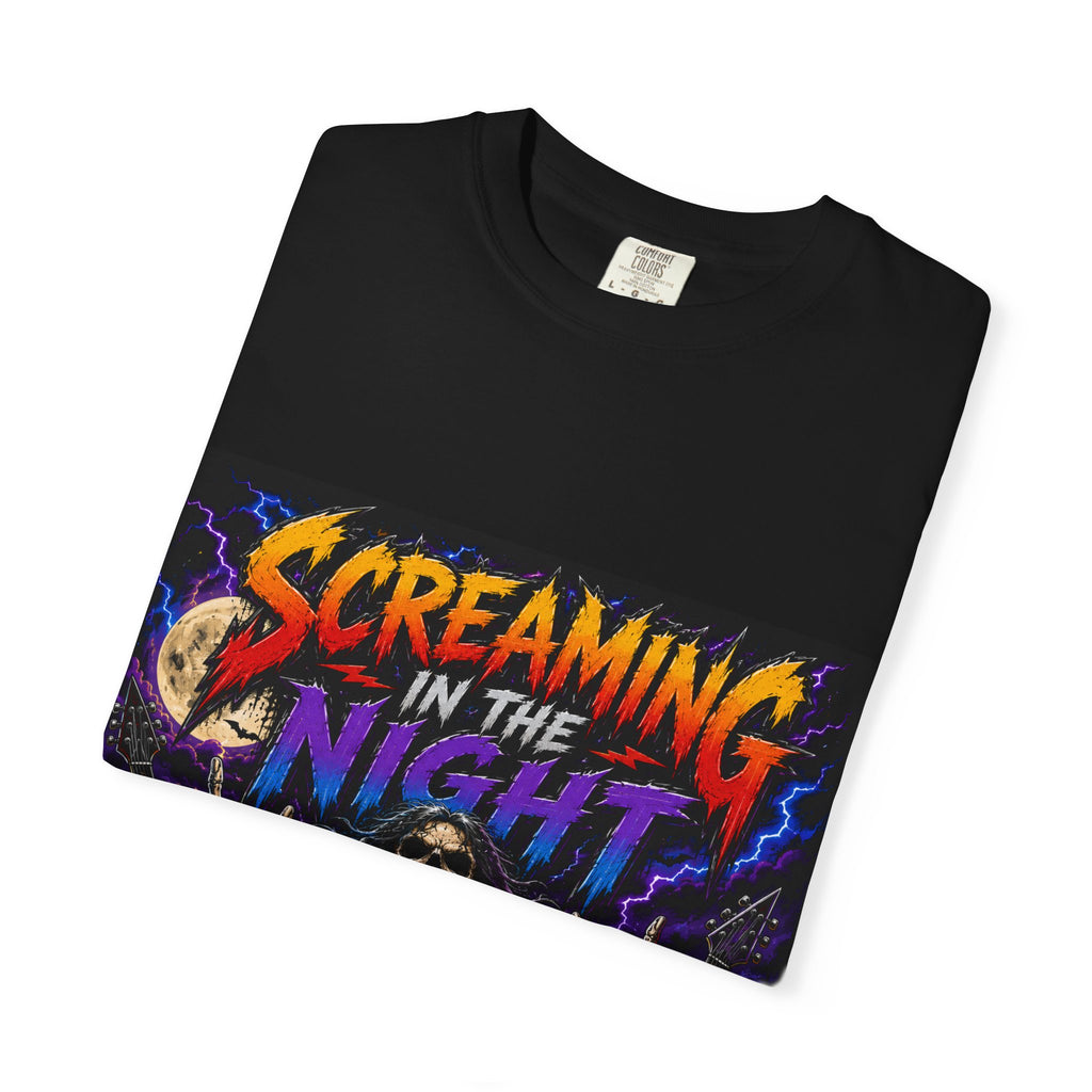 Screaming in the Night T-shirt | Horror Skeleton Moon Graphic