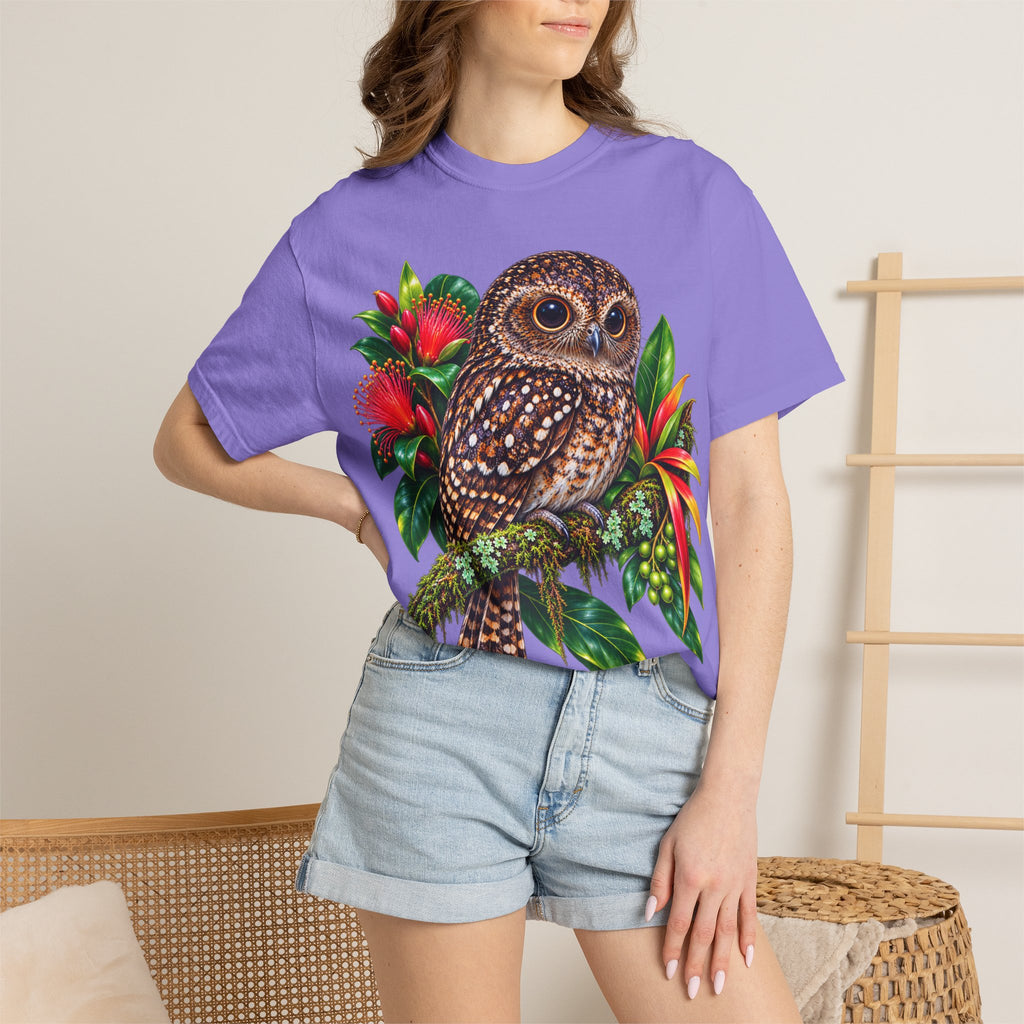 Owl & Hibiscus Shirt — Tropical Owl Graphic T-Shirt