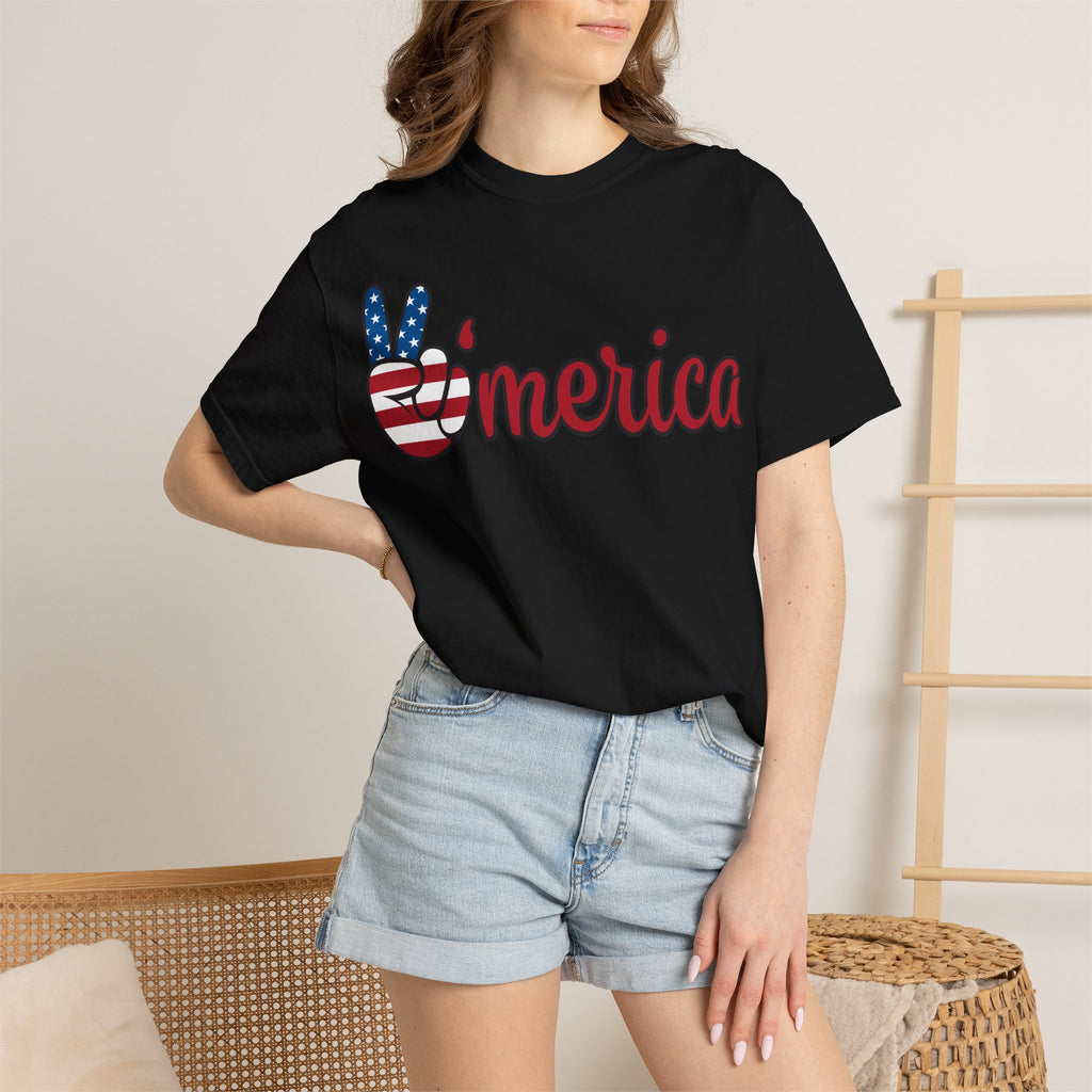 'Merica Patriotic Peace Sign T-Shirt – American Flag Fourth of July Tee